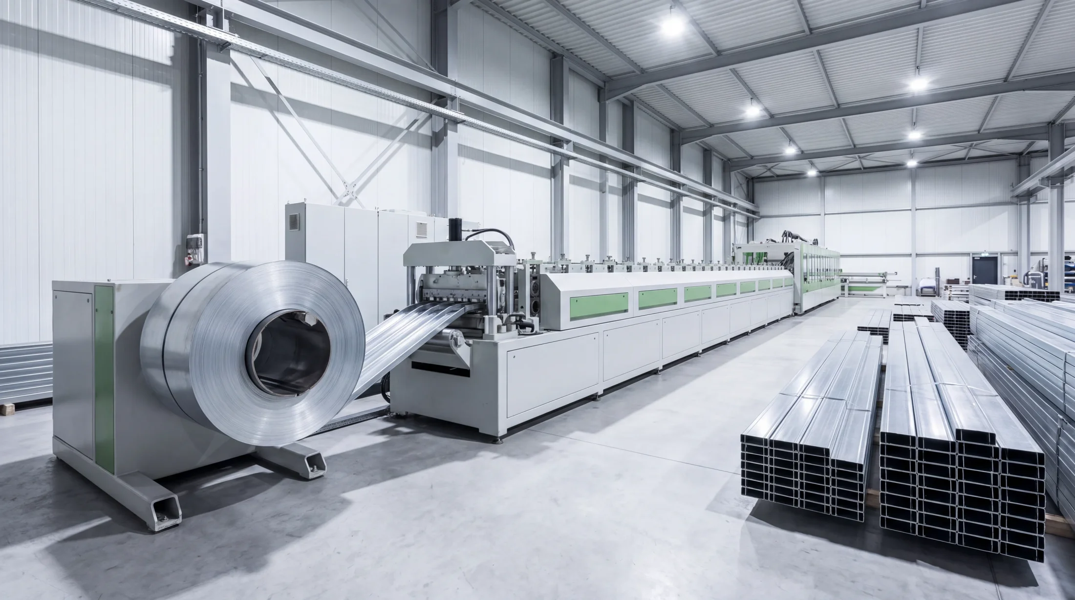 VAN Corporation roll-forming line producing galvanized C-profiles