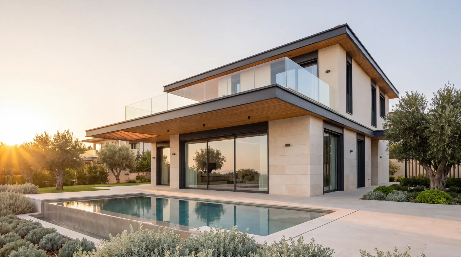 Two-storey VAN villa concept with pool, modern European style