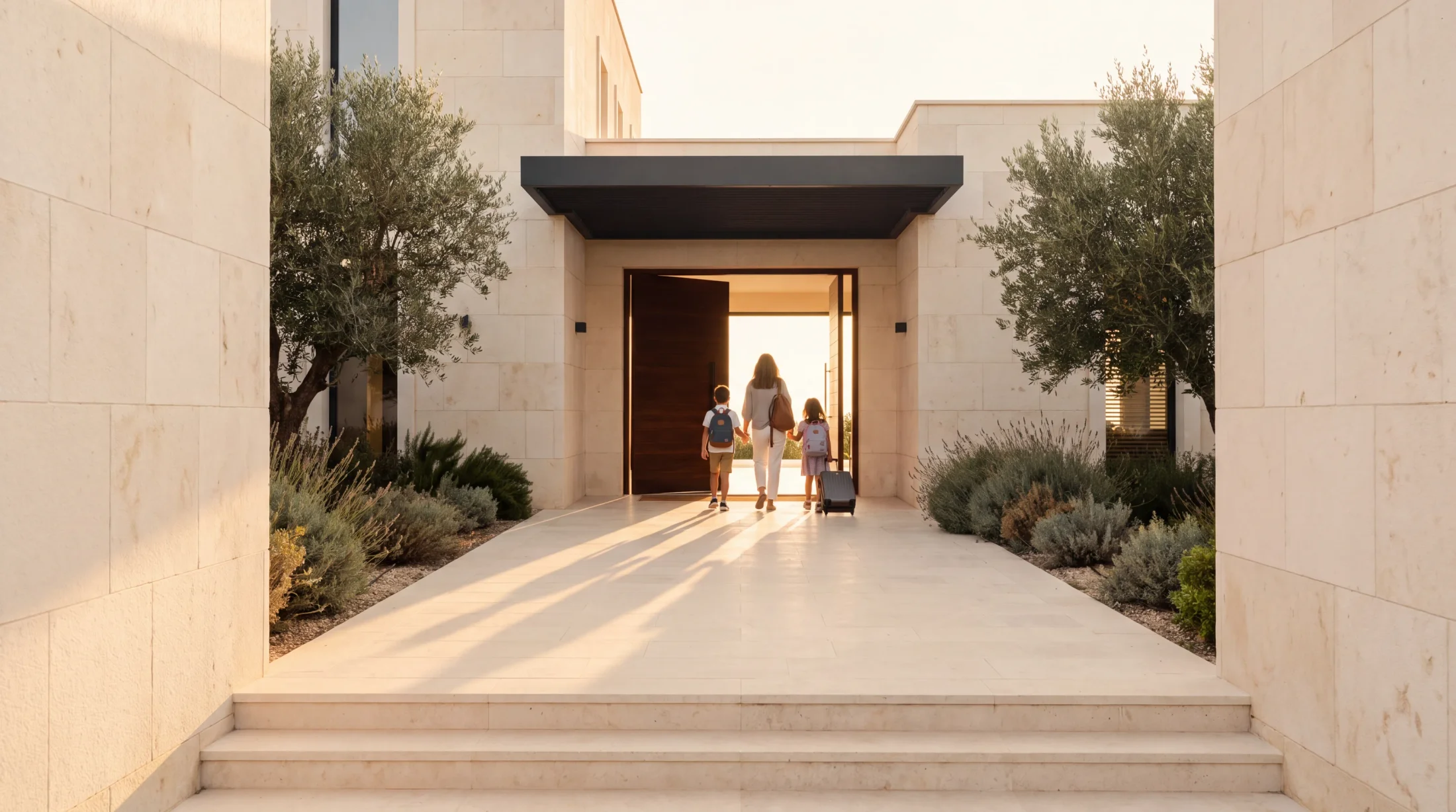 A family arriving at their new home in Cyprus